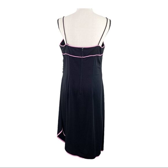 Betsey and Adam Vintage Black Spaghetti Strap Cocktail Dress w/Pink Piping  16W - Picture 4 of 12